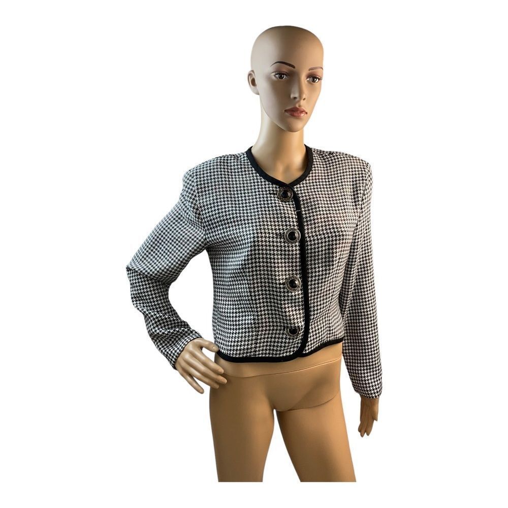 Bellagio Women’s Size Medium Vintage Black White Long Sleeve Short Jacket Blazer